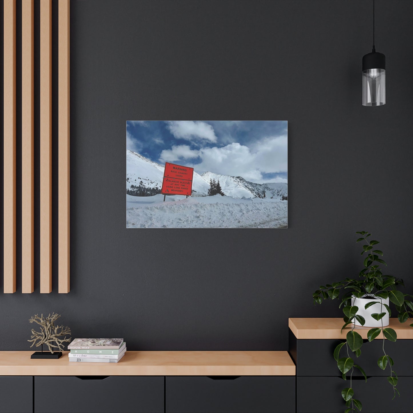 Canvas Print - Avalanche Blasting Warning Sign