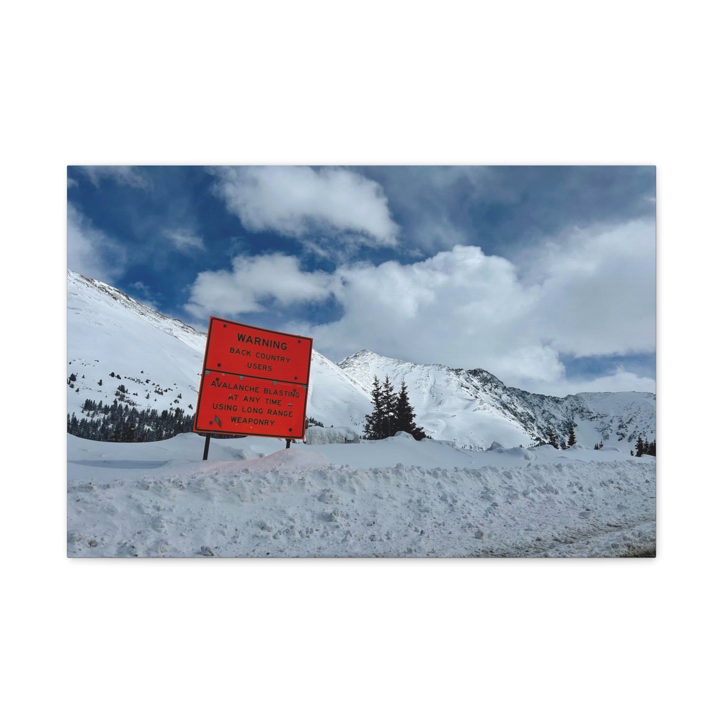 Canvas Print - Avalanche Blasting Warning Sign