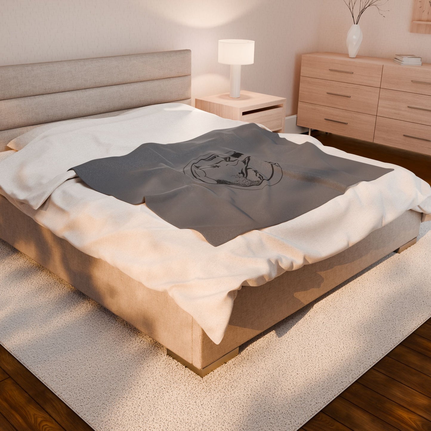 Cozy Velveteen Everyday Blanket Grey