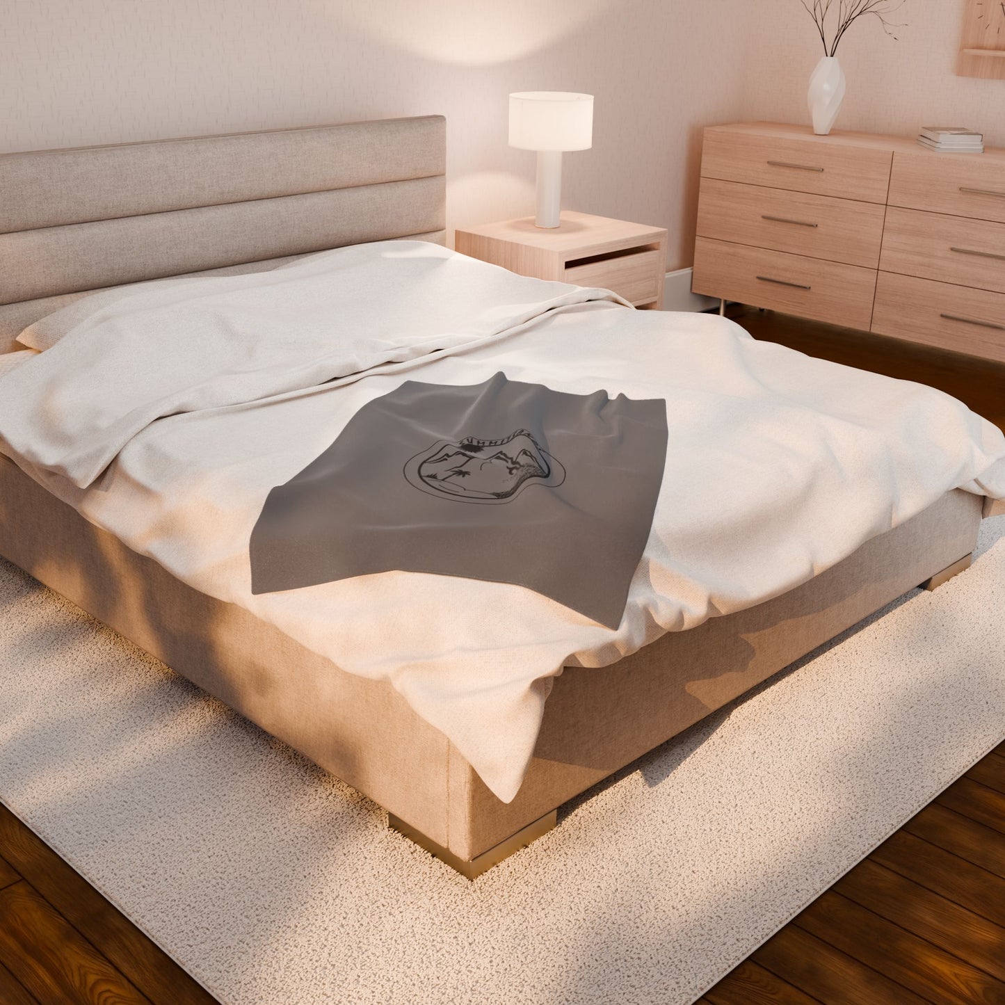 Cozy Velveteen Everyday Blanket Grey