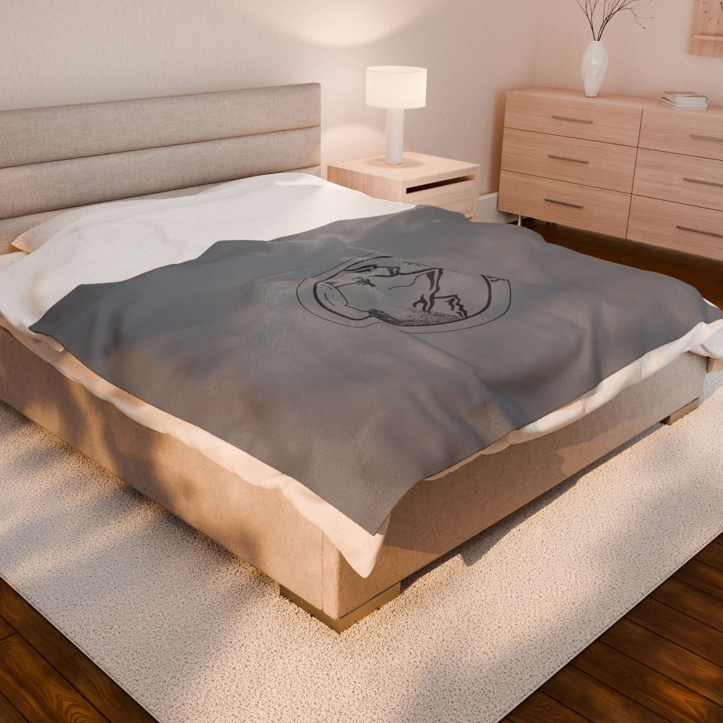 Cozy Velveteen Everyday Blanket Grey