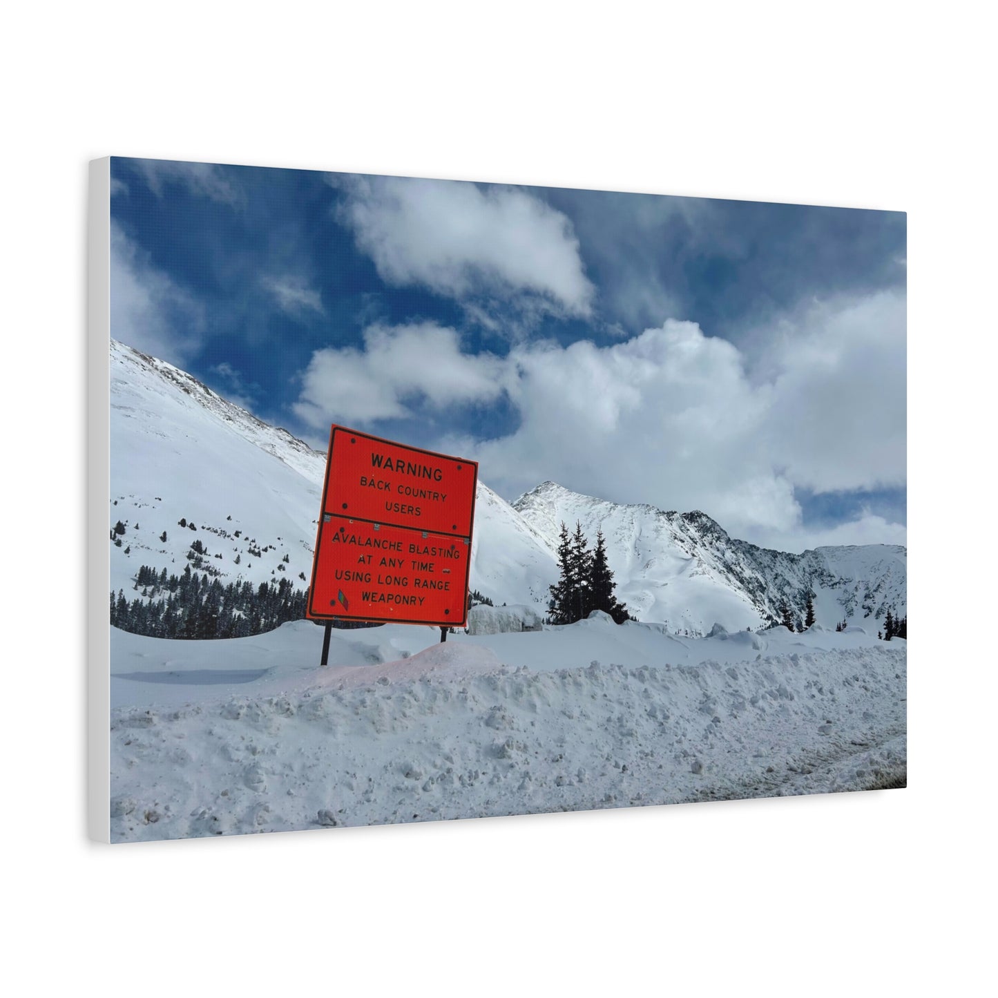 Canvas Print - Avalanche Blasting Warning Sign