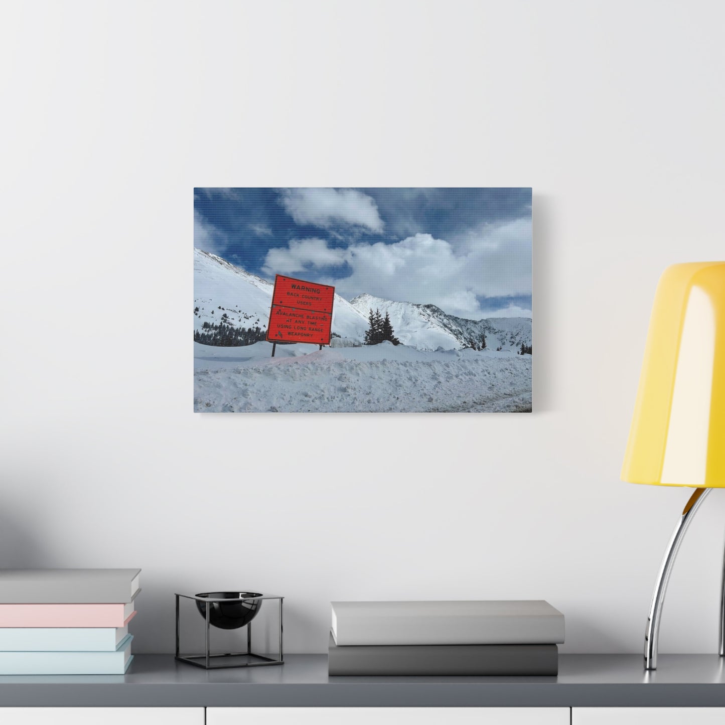 Canvas Print - Avalanche Blasting Warning Sign