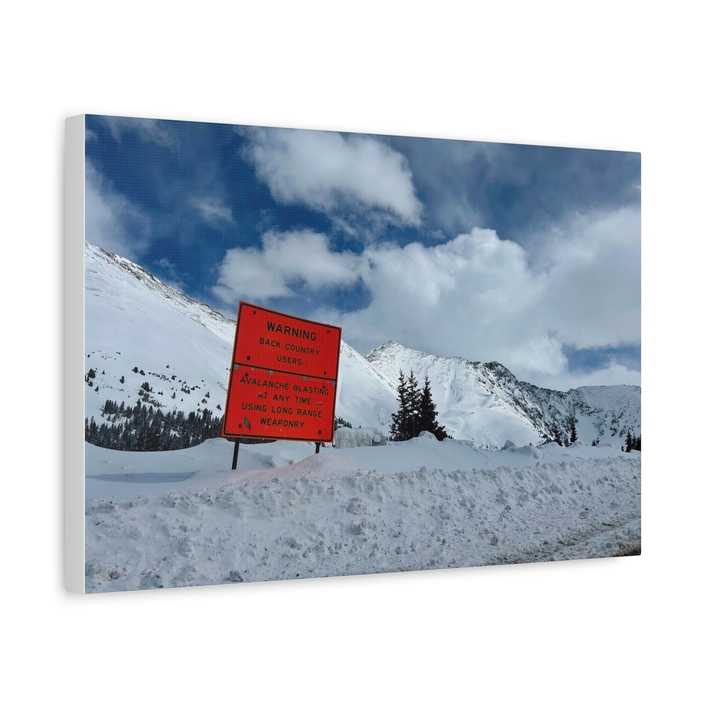 Canvas Print - Avalanche Blasting Warning Sign